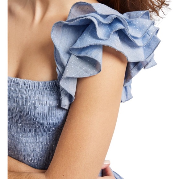 NEW Mille Olympia Dress. Chambray polka dot. M. NWT. - Picture 6 of 10